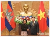 Chủ tịch Quốc hội Vương Đình Huệ đón, hội đàm với Chủ tịch Quốc hội Campuchia Samdech Khuon Sudary