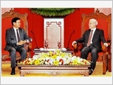 Tổng Bí thư Nguyễn Phú Trọng, Chủ tịch nước Trần Đại Quang, Chủ tịch Quốc hội Nguyễn Thị Kim Ngân tiếp Thủ tướng Lào Thoong-lun Xi-xu-lít